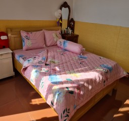 BỘ CHĂN DRAP 100% COTTON LỤA CAO CẤP 5 MÓN 1M8X2M HQ718-1M6